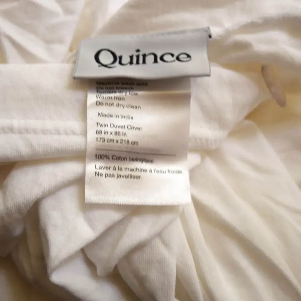 Quince Brushed Cotton Duvet Cover TWIN White NEW Organic Cotton NO INSERT /SHAMS